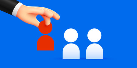 3d cartoon hand choose candidate. HR concept.のイラスト素材