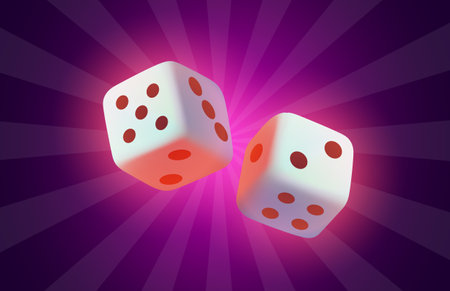 Casino dice game icon, game of dice, luck in the game. Vector illustration