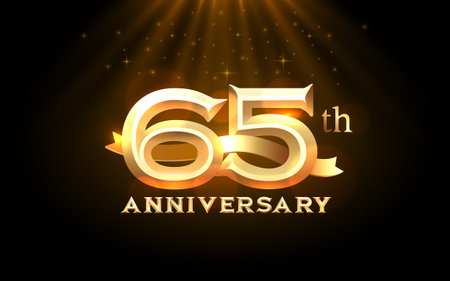 Anniversary 65th year, golden celebration, birthday event. Vector illustrationのイラスト素材