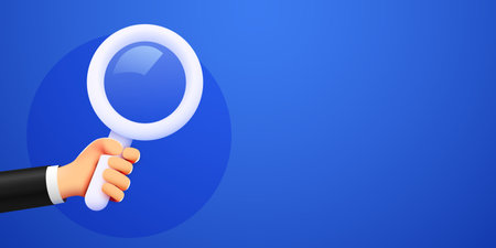 Hand holds a magnifying glass.のイラスト素材