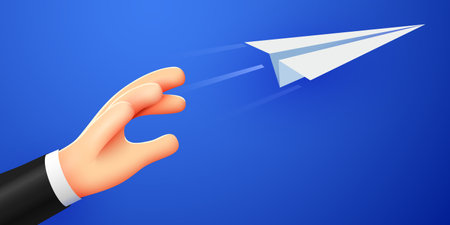 Hand launches a paper airplane.のイラスト素材