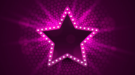 Light star frame label, event bar casino, show signboard. Vector illustrationのイラスト素材