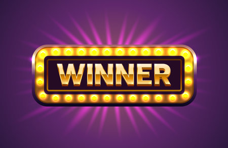 Winner frame label, jackpot winning coins, night Vegas. Vector illustrationのイラスト素材