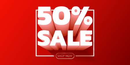 50 percent Off. Discount creative composition. Mega Sale.のイラスト素材