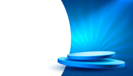 Giveaway podium with lighting, Stage Podium Scene with for Award, Decor element background. Vector illustrationのイラスト素材