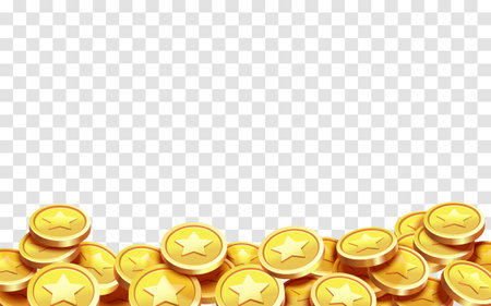 A lot of coins on a transparent background. Vector illustrationのイラスト素材
