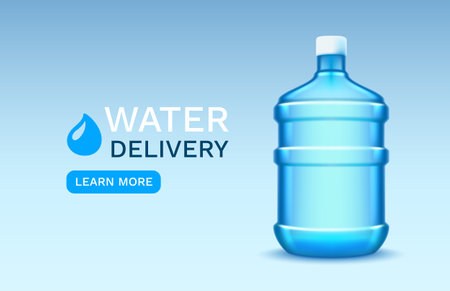 Delivery of filtered water for drinking, advertising cover. Vector illustrationのイラスト素材