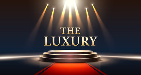 The luxury pedestal, banner victory podium, save the date, award event. Vector illustrationのイラスト素材