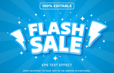 Editable text effect. Flash sale template. Retro style. Vector illustrationのイラスト素材