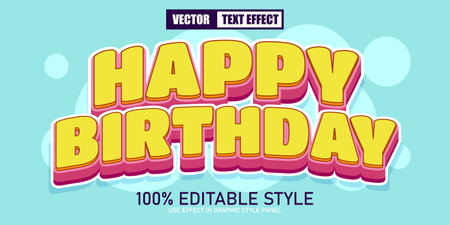 Editable text effect. Happy birthday. Retro style.のイラスト素材