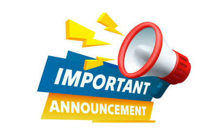 Important Announcement, megaphone announces news. Vector illustrationのイラスト素材