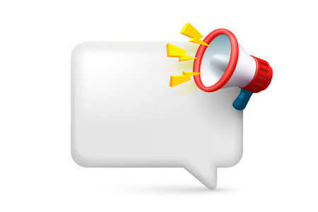 Megaphone landing page banner information, business communication. Vector illustrationのイラスト素材