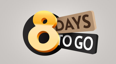 8 day to go. Countdown discounts and sale time. Eight days left sign, label.のイラスト素材