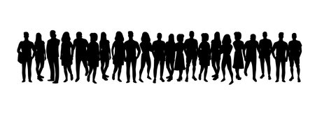 Group of people staying in line. Team concept. Silhouette people crowd.のイラスト素材