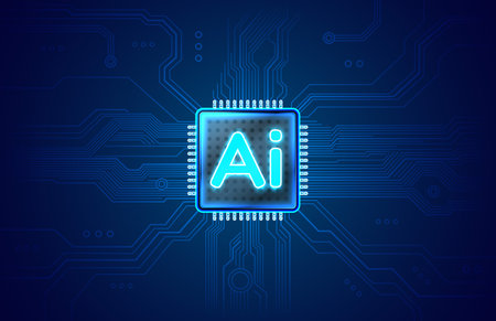 Ai chip, innovation tech, ai art technology. Vector illustrationのイラスト素材