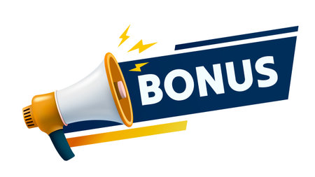 Bonus megaphone banner, super economic offer, hot sale. Vector illustrationのイラスト素材