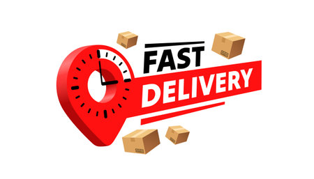 Fast delivery, express service, label emblem. Vectorのイラスト素材
