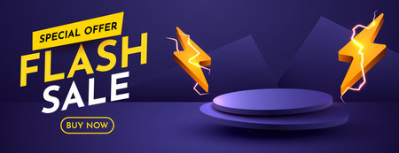 Flash Sale. Colorful discount sale podium. Special offer composition.のイラスト素材