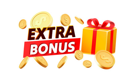 Extra bonus gift coins, gift tag, free product. web sticker. Vector illustrationのイラスト素材