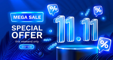 Special offer, shopping day 11.11, marketing poster. Vectorのイラスト素材