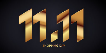 11.11 Shopping day sale. Global shopping world day. 11.11 Crazy sales online.のイラスト素材