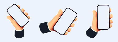 Hand holding smartphone set. 3D Icon collection.のイラスト素材