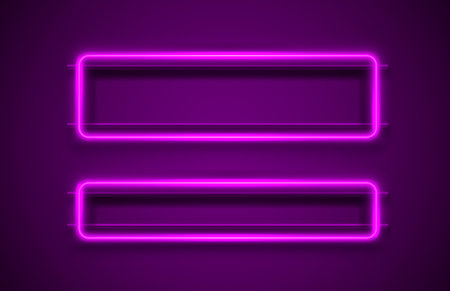 Neon frame, purple lamp, black background, line electric. Vectorのイラスト素材
