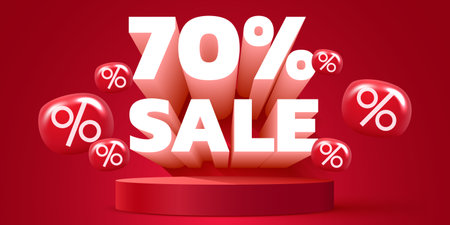 70 percent Off. Discount creative composition. Mega Sale.