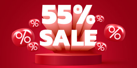 55 percent Off. Discount creative composition. Mega Sale.のイラスト素材