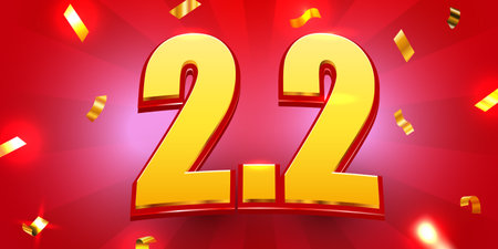 2.2 discount flash sale background. Vector illustration for shopping day, online shopping, special...