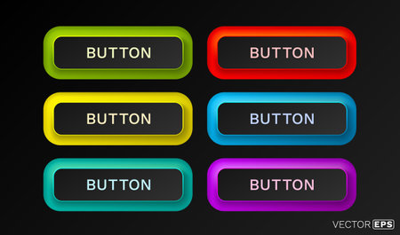 Button color set, minimal label message, web element. Vector illustration
