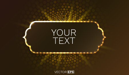 Vintage golden frame, luxury banner gold, Lebel premium. Vector illustrationのイラスト素材