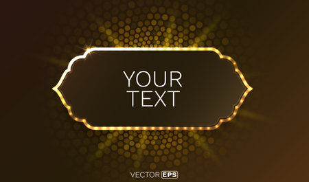 Vintage golden frame, luxury banner gold, Lebel premium. Vector illustrationのイラスト素材