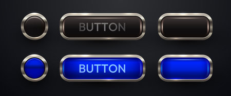 luxury Button set. Glossy metal buttons.のイラスト素材