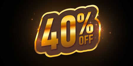 Bold Font Label With Text 40 Percent Off. Mega Sale.のイラスト素材