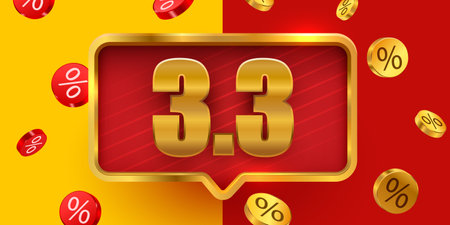 3.3 discount flash sale background. Vector illustration for shopping day, online shopping, special Offer coupon, voucher, banner template, websites, social media advertising.のイラスト素材