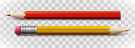 Set of Realistic 3D Pencils on transparent background.のイラスト素材