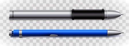 Set of Realistic 3D Ball Pens Isolated on transparent backgroundのイラスト素材