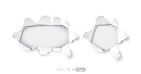 Explosion paper hole on the white background. Vector illustrationのイラスト素材