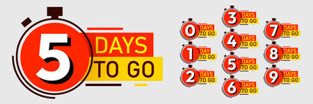 Countdown left days banner. Discounts and sale time. Nine, eight, seven, six, five, four, three, two, one, zero days left.のイラスト素材
