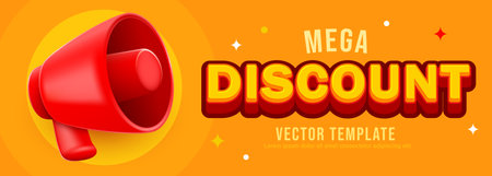 Banner announcing mega discount. Special offer advertisement. Promotion poster template with limited time super sale.のイラスト素材