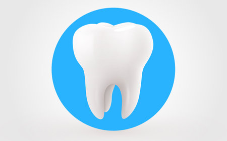Tooth isolated on blue background. Dentistry concept.のイラスト素材