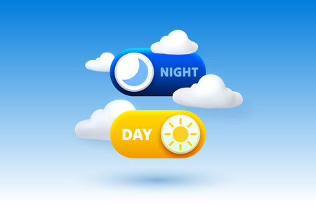 Off on button, day and night mode theme. Vector illustrationのイラスト素材