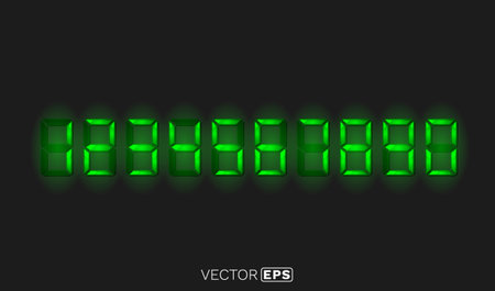 Green electronic numbers on a black background. Vector illustrationのイラスト素材