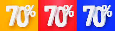 70 percent Off. 3d number 70. Sale banner.