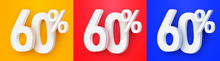 60 percent Off. 3d number 60. Sale banner.のイラスト素材