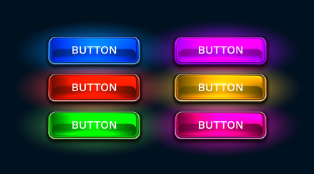 Light button, frame label, event web bar, buttons with color. Vector illustration
