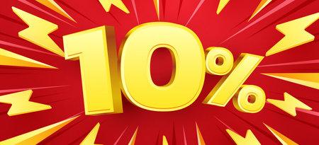 10 percent Off. 3d number 10. Sale banner.のイラスト素材