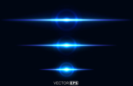 Laser light beam on black background. Vector illustrationのイラスト素材