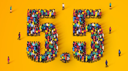 5.5 discount flash sale background. Large group of people. Shopping day, online shopping, special...